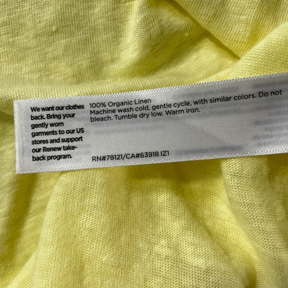 Eileen Fisher T Shirt Top Women Medium Yellow Organic Linen Luxury Preppy Light - Picture 11 of 12
